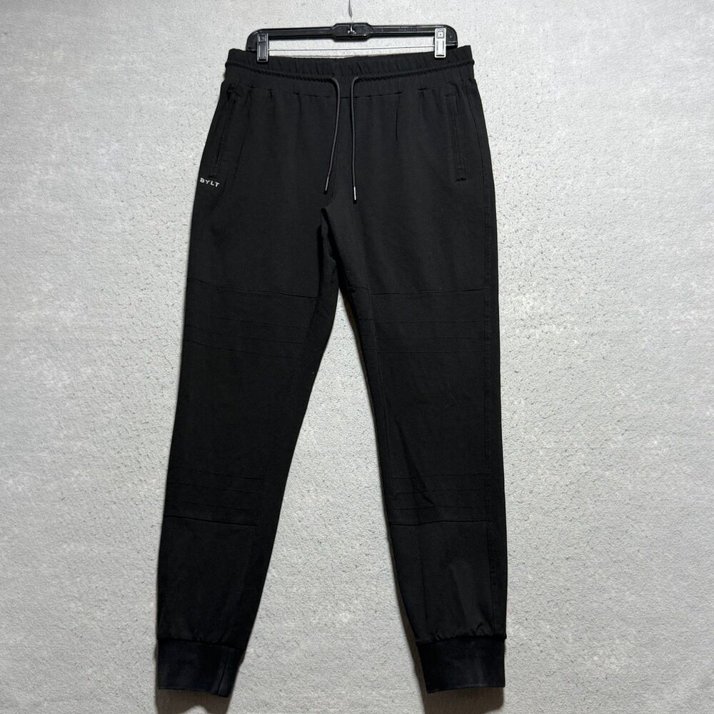 BYLT Jogger Women’s Size Large Black Tapered Mid Rise Joggers Pockets